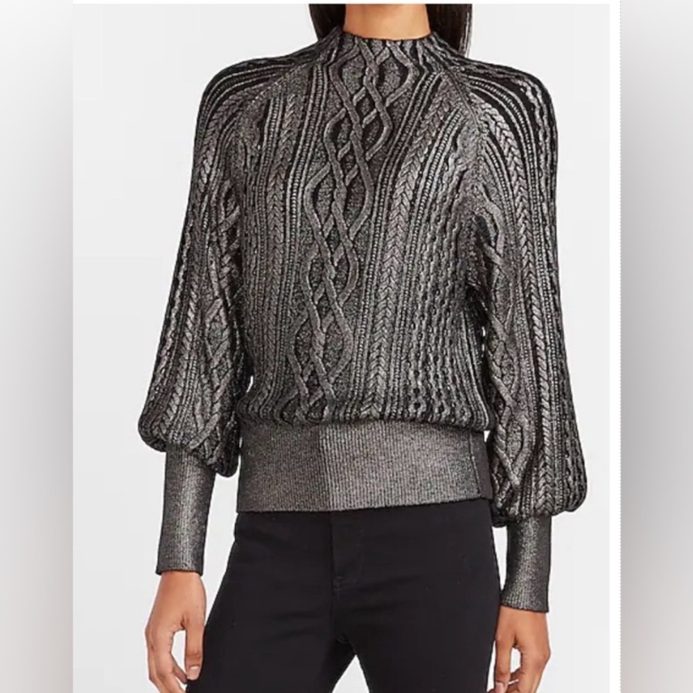 Express Gun Metal Cable Knit Sweater